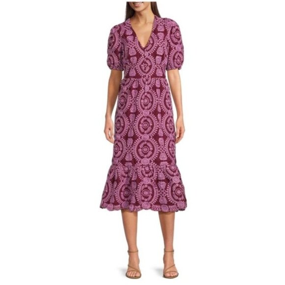 Adelyn Rae Dresses & Skirts - Adelyn Rae Womens Embroidered Midi Dres Burgundy Pink size small new